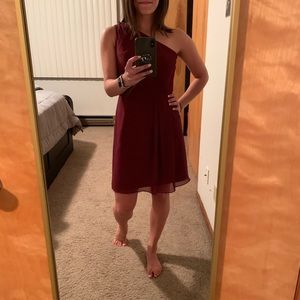 David’s Bridal/ Color: Wine/  Short One Shoulder